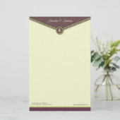Elegante envelop (aubergine) Monogram briefpapier (Staand voorkant)