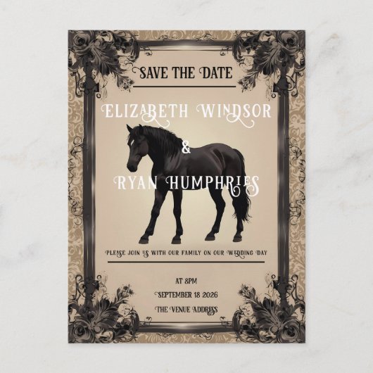 Elegante Equestische Romance Briefkaart (Voorkant)
