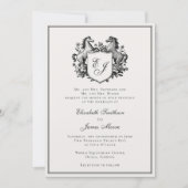 Elegante Equestriële Paarden Monogram Crest Trouw Kaart (Voorkant)