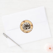 Elegante Equirrel Damask Print voor Thanksgiving Ronde Sticker (Envelop)