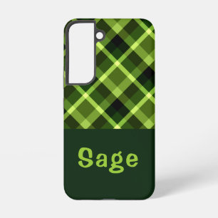 Elegante erwten groene geruite monogram telefoonho samsung galaxy hoesje