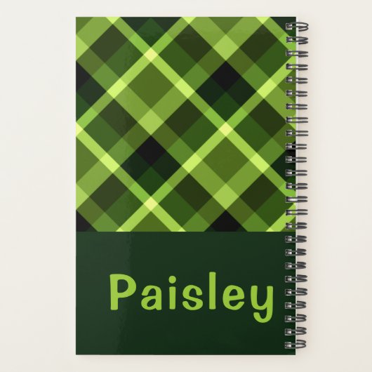 Elegante erwtengroene geplakt monogram kleine plan planner (Achterkant)