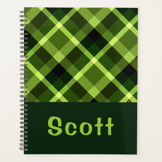 Elegante erwtengroene geplakt monogram planner (Voorkant)