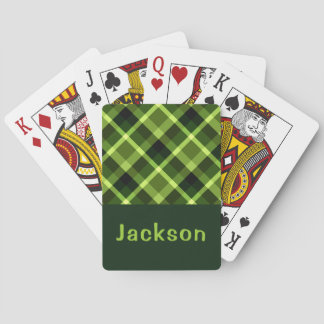 Elegante erwtengroene gespeelde monogram speelkaar pokerkaarten