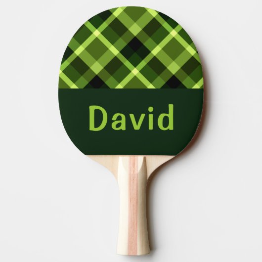 Elegante erwtengroene Plaid Monogram Ping Pong Pad Tafeltennisbatje (Achterkant)