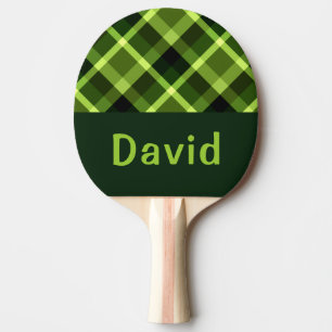 Elegante erwtengroene Plaid Monogram Ping Pong Pad Tafeltennisbatje