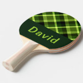 Elegante erwtengroene Plaid Monogram Ping Pong Pad Tafeltennisbatje (Voorkant Gekanteld)