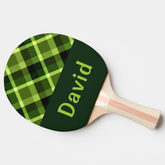 Elegante erwtengroene Plaid Monogram Ping Pong Pad Tafeltennisbatje (Zijkant)