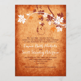 Elegante esdoorn bladeren sinaasappel herfst bruil kaart