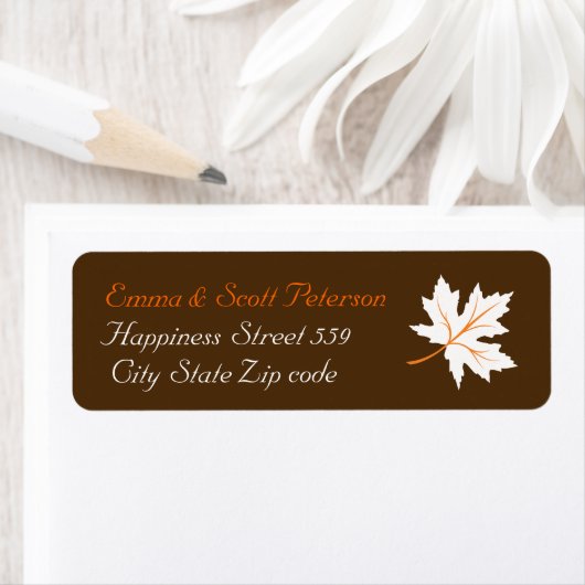 Elegante esdoorn bladeren vallen bruiloft bruin etiket (Insitu)