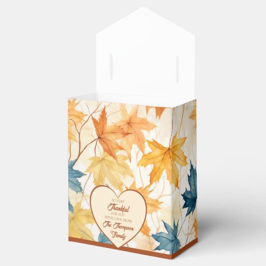 Elegante esdoorn laat dankbaar Thanksgiving hart Bedankdoosjes (Geopend)