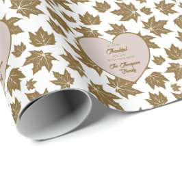 Elegante esdoorn laat dankbaar Thanksgiving hart Cadeaupapier