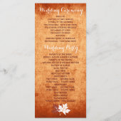 Elegante esdoorn laat sinaasappel vallen trouwprog programmakaart (Achterkant)