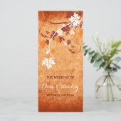 Elegante esdoorn laat sinaasappel vallen trouwprog programmakaart (Staand voorkant)