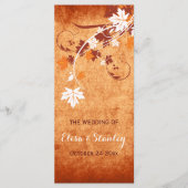 Elegante esdoorn laat sinaasappel vallen trouwprog programmakaart (Voorkant)