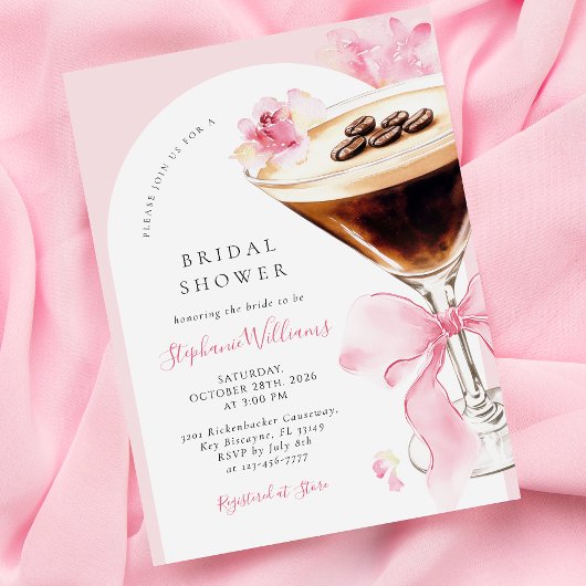 Elegante Espresso Martini Bruidsuitnodiging Kaart