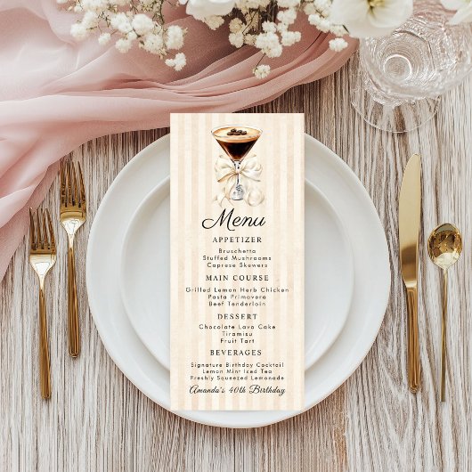 Elegante Espresso Martini Verjaardagsdiner Plat Me Menu