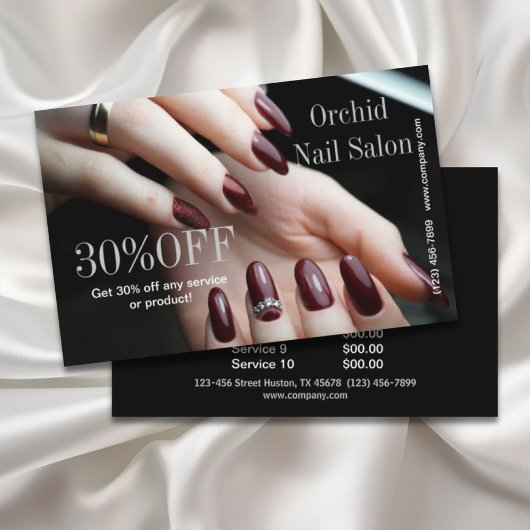 Elegante Esthetician SPA Nail Salon prijslijsten Flyer