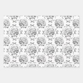 Elegante esthetische Hydrangea Bow Toile Patroon Inpakpapier Vel (Voorkant 2)