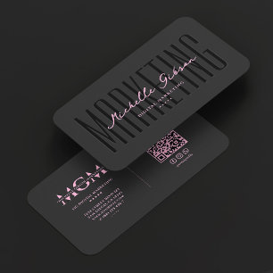 Elegante esthetische marketing roze zwart visitekaartje