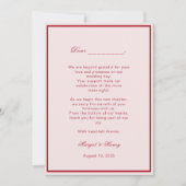 Elegante esthetische rode moderne trouwfoto bedankkaart (Voorkant)