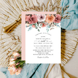 Elegante Etherische Blush, Perzik, Mint Bloemenbru Kaart