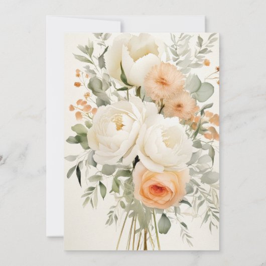 Elegante etherische botanische bruiloft uitnodigin kaart (Achterkant)