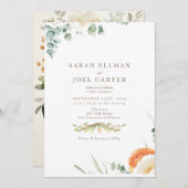Elegante etherische botanische bruiloft uitnodigin kaart (Voorkant / Achterkant)