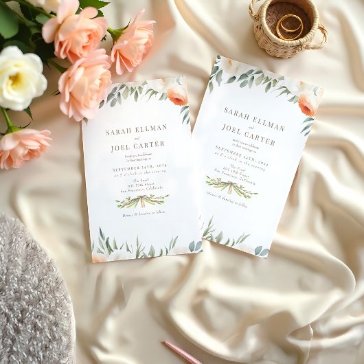 Elegante etherische botanische bruiloft uitnodigin kaart