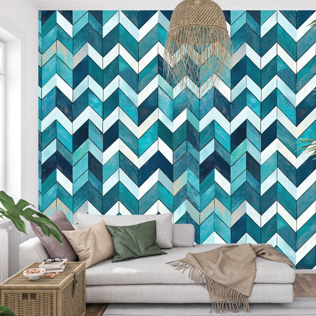 Elegante etherische geometrische turkoois behang (Elegant Ethereal Geometric Turquoise Wallpaper)