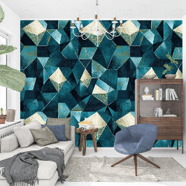 Elegante etherische schoonheid van turquoise geome behang