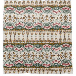 Elegante Etnische Bloemen Boho Grens Douchegordijn