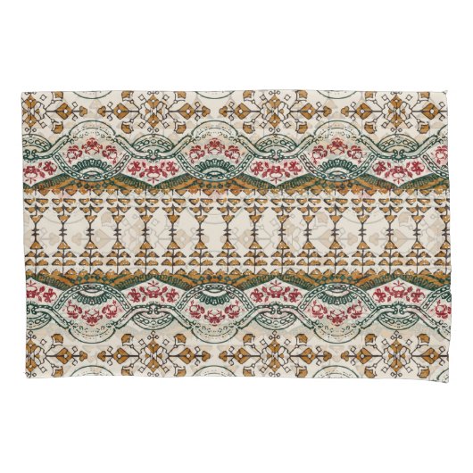 Elegante Etnische Bloemen Boho Grens Kussensloop (Voorkant)