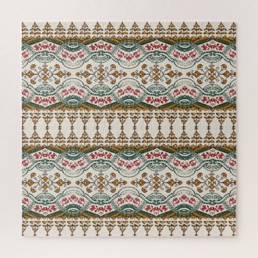 Elegante Etnische Bloemen Boho Grens Legpuzzel (Verticaal)