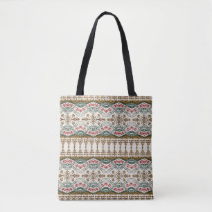 Elegante Etnische Bloemen Boho Grens Tote Bag