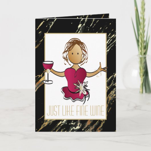 Elegante Etnische Fijne Wijn Verjaardag Kaart voor (Voorkant)