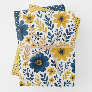 Elegante Etnische Mediterrane Bloem Kunstpatroon Inpakpapier Vel