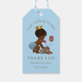 Elegante etnische prins aan de telefoon dank u cadeaulabel (Achterkant)