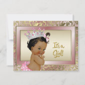 Elegante etnische prinses roze en gouden Baby show Kaart (Voorkant)