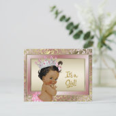Elegante etnische prinses roze en gouden Baby show Kaart (Staand voorkant)