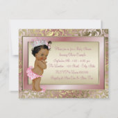 Elegante etnische prinses roze en gouden Baby show Kaart (Achterkant)