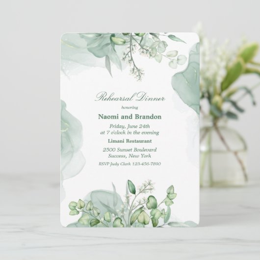 Elegante Eucalyptus 2 Uitnodiging (Staand voorkant)