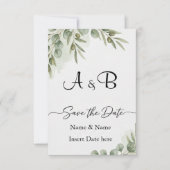 Elegante Eucalyptus Aquarel "Bewaar de datum" Mono Save The Date (Voorkant)
