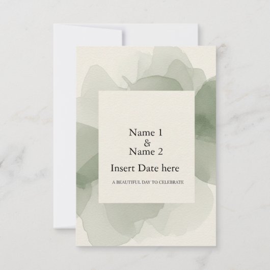Elegante Eucalyptus Aquarel "Bewaar de datum" Mono Save The Date (Achterkant)