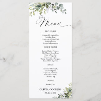 Elegante Eucalyptus Baby Shower Menu