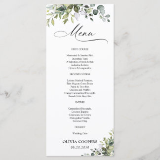 Elegante Eucalyptus Baby Shower Menu