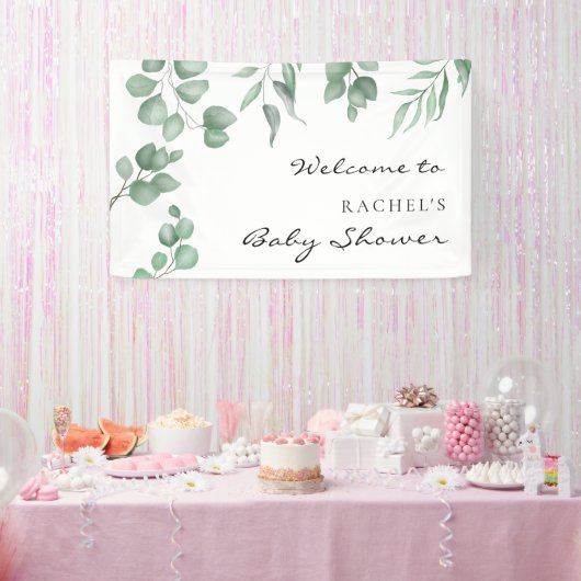 Elegante Eucalyptus Baby Shower Ontvangst Decorati Spandoek (Feest)