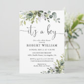 Elegante Eucalyptus Baby Shower Uitnodiging (Staand voorkant)