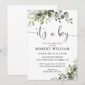 Elegante Eucalyptus Baby Shower Uitnodiging (Voorkant / Achterkant)