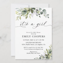 Elegante Eucalyptus Baby Shower Uitnodiging